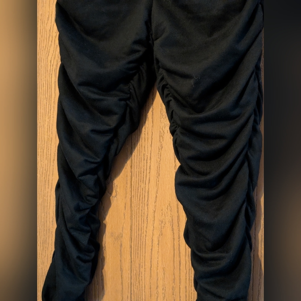 Black Ruched Split Hem Pants - Picture 4 of 11